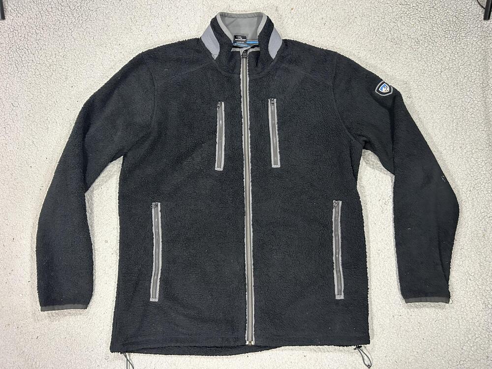 Kuhl Thor Jacket Men XL Black Sherpa Fleece Full Zip Pockets Hiking Warm Outdoor